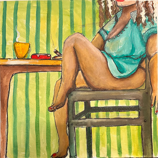 Medium Framed Acrylic Painting - Coffee & Smoke